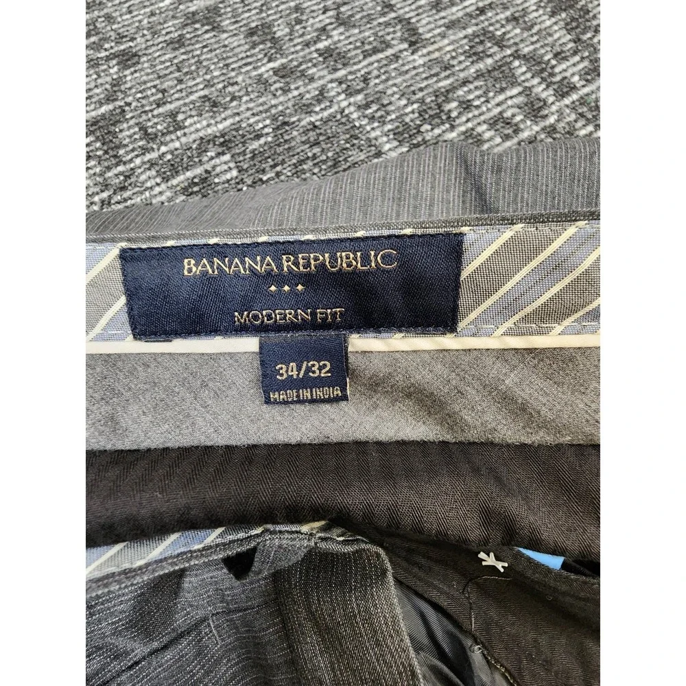 Banana Republic Dress Pants Mens 34x32 Gray Modern Fit Flat‎ Front Slacks